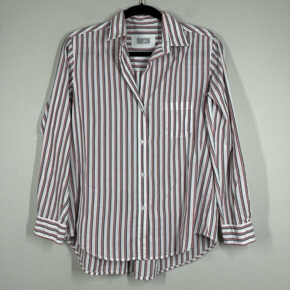 Grayson by Frank & Eileen Women's Striped The Hero Button Up Shirt Size 2 Small - Picture 1 of 7